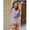 imageBlooming Jelly Women Oversized Sweatshirt Fall Top Crewneck Long Sleeve Shirt Casual Outfits Striped Y2K PulloverStriped Orange
