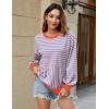 imageBlooming Jelly Women Oversized Sweatshirt Fall Top Crewneck Long Sleeve Shirt Casual Outfits Striped Y2K PulloverStriped Orange