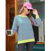 imageBlooming Jelly Women Oversized Sweatshirt Fall Top Crewneck Long Sleeve Shirt Casual Outfits Striped Y2K PulloverStriped Pink