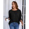 imageBlooming Jelly Womens Casual Fall Tops Long Sleeve Button Henley Lightweight Tunic Tops Black