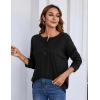 imageBlooming Jelly Womens Casual Fall Tops Long Sleeve Button Henley Lightweight Tunic Tops Black
