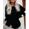 imageBlooming Jelly Womens Knit Pullover Sweaters Crewneck Long Sleeve Star Print Lightweight Cute TopBlack