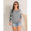 imageBlooming Jelly Womens Knit Pullover Sweaters Crewneck Long Sleeve Star Print Lightweight Cute TopGrey