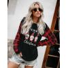 imageBlooming Jelly Womens Knit Pullover Sweaters Crewneck Long Sleeve Star Print Lightweight Cute TopPlaidblack