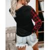 imageBlooming Jelly Womens Knit Pullover Sweaters Crewneck Long Sleeve Star Print Lightweight Cute TopPlaidblack