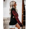 imageBlooming Jelly Womens Knit Pullover Sweaters Crewneck Long Sleeve Star Print Lightweight Cute TopPlaidblack