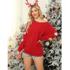 imageBlooming Jelly Womens Knit Pullover Sweaters Crewneck Long Sleeve Star Print Lightweight Cute TopRed