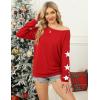 imageBlooming Jelly Womens Knit Pullover Sweaters Crewneck Long Sleeve Star Print Lightweight Cute TopRed