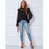 imageBlooming Jelly Womens Mock Neck Dressy Sweater Sheer Long Sleeve Ruffle Pullover Shirt Business Casual Knit Fall TopsBlack1