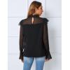 imageBlooming Jelly Womens Mock Neck Dressy Sweater Sheer Long Sleeve Ruffle Pullover Shirt Business Casual Knit Fall TopsBlack1