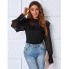imageBlooming Jelly Womens Mock Neck Dressy Sweater Sheer Long Sleeve Ruffle Pullover Shirt Business Casual Knit Fall TopsBlack1