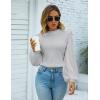imageBlooming Jelly Womens Mock Neck Dressy Sweater Sheer Long Sleeve Ruffle Pullover Shirt Business Casual Knit Fall TopsGrey