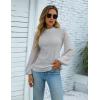 imageBlooming Jelly Womens Mock Neck Dressy Sweater Sheer Long Sleeve Ruffle Pullover Shirt Business Casual Knit Fall TopsGrey