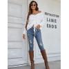 imageBlooming Jelly Womens Off Shoulder Sweaters Oversized V Neck Shirts Long Sleeve Ruched Knit Pullover TopsWhite