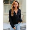 imageBlooming Jelly Womens Sweater Long Sleeve Quarter Zip Pullover Casual Loose Fit Cable Knit TopsBlack01