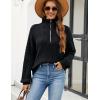 imageBlooming Jelly Womens Sweater Long Sleeve Quarter Zip Pullover Casual Loose Fit Cable Knit TopsBlack01