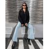 imageBlooming Jelly Womens Sweater Long Sleeve Quarter Zip Pullover Casual Loose Fit Cable Knit TopsBlack02