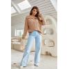 imageBlooming Jelly Womens Sweater Long Sleeve Quarter Zip Pullover Casual Loose Fit Cable Knit TopsBrown