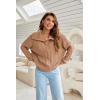 imageBlooming Jelly Womens Sweater Long Sleeve Quarter Zip Pullover Casual Loose Fit Cable Knit TopsBrown