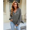imageBlooming Jelly Womens Sweater Long Sleeve Quarter Zip Pullover Casual Loose Fit Cable Knit TopsGrey01