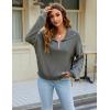 imageBlooming Jelly Womens Sweater Long Sleeve Quarter Zip Pullover Casual Loose Fit Cable Knit TopsGrey01