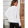 imageBlooming Jelly Womens Sweater Long Sleeve Quarter Zip Pullover Casual Loose Fit Cable Knit TopsWhite