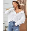 imageBlooming Jelly Womens Sweater Long Sleeve Quarter Zip Pullover Casual Loose Fit Cable Knit TopsWhite