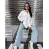 imageBlooming Jelly Womens Sweater Long Sleeve Quarter Zip Pullover Casual Loose Fit Cable Knit TopsWhite02