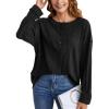 imageBlooming Jelly Womens Casual Fall Tops Long Sleeve Button Henley Lightweight Tunic Tops Black