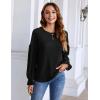 imageBlooming Jelly Women Long Sleeve Sweaters Lightweight Blouse Crew Neck Pullover Shirt Fall Knit Tops Clothes 2023Black