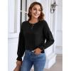 imageBlooming Jelly Women Long Sleeve Sweaters Lightweight Blouse Crew Neck Pullover Shirt Fall Knit Tops Clothes 2023Black