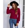 imageBlooming Jelly Women Long Sleeve Sweaters Lightweight Blouse Crew Neck Pullover Shirt Fall Knit Tops Clothes 2023Red