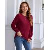 imageBlooming Jelly Women Long Sleeve Sweaters Lightweight Blouse Crew Neck Pullover Shirt Fall Knit Tops Clothes 2023Red