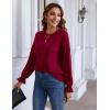 imageBlooming Jelly Women Long Sleeve Sweaters Lightweight Blouse Crew Neck Pullover Shirt Fall Knit Tops Clothes 2023Red