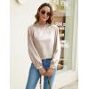 imageBlooming Jelly Womens Business Casual Tops Long Sleeve Work Shirts Mock Neck Dressy Tops Satin Silk Fall Outfits 2024Apricot