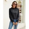 imageBlooming Jelly Womens Business Casual Tops Long Sleeve Work Shirts Mock Neck Dressy Tops Satin Silk Fall Outfits 2024Black