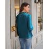 imageBlooming Jelly Womens Business Casual Tops Long Sleeve Work Shirts Mock Neck Dressy Tops Satin Silk Fall Outfits 2024Turquoise