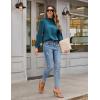 imageBlooming Jelly Womens Business Casual Tops Long Sleeve Work Shirts Mock Neck Dressy Tops Satin Silk Fall Outfits 2024Turquoise