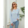 imageBlooming Jelly Womens Casual Fall Sweaters Dressy Knitted Pullover Crew Neck Long Sleeve Hollow Out TopsBlue