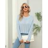 imageBlooming Jelly Womens Casual Fall Sweaters Dressy Knitted Pullover Crew Neck Long Sleeve Hollow Out TopsBlue