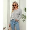 imageBlooming Jelly Womens Casual Fall Sweaters Dressy Knitted Pullover Crew Neck Long Sleeve Hollow Out TopsGrey