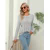 imageBlooming Jelly Womens Casual Fall Sweaters Dressy Knitted Pullover Crew Neck Long Sleeve Hollow Out TopsGrey