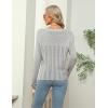 imageBlooming Jelly Womens Casual Fall Sweaters Dressy Knitted Pullover Crew Neck Long Sleeve Hollow Out TopsGrey
