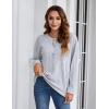 imageBlooming Jelly Womens Casual Fall Tops Long Sleeve Button Henley Lightweight Tunic Tops Grey
