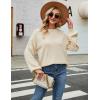 imageBlooming Jelly Womens Chunky Sweater Crewneck Sweatshirt Knit Lantern Sleeve Oversized Pullover Sweater with PearlsBeige