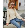 imageBlooming Jelly Womens Chunky Sweater Crewneck Sweatshirt Knit Lantern Sleeve Oversized Pullover Sweater with PearlsBeige