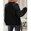 imageBlooming Jelly Womens Chunky Sweater Crewneck Sweatshirt Knit Lantern Sleeve Oversized Pullover Sweater with PearlsBlack