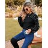 imageBlooming Jelly Womens Chunky Sweater Crewneck Sweatshirt Knit Lantern Sleeve Oversized Pullover Sweater with PearlsBlack