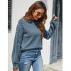 imageBlooming Jelly Womens Chunky Sweater Crewneck Sweatshirt Knit Lantern Sleeve Oversized Pullover Sweater with PearlsBlue