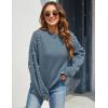 imageBlooming Jelly Womens Chunky Sweater Crewneck Sweatshirt Knit Lantern Sleeve Oversized Pullover Sweater with PearlsBlue